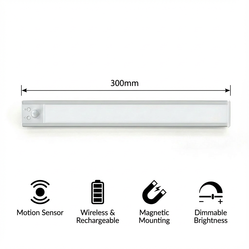 Wireless LED Under-Cabinet Light with Motion Sensor – Magnetic & Dimmable