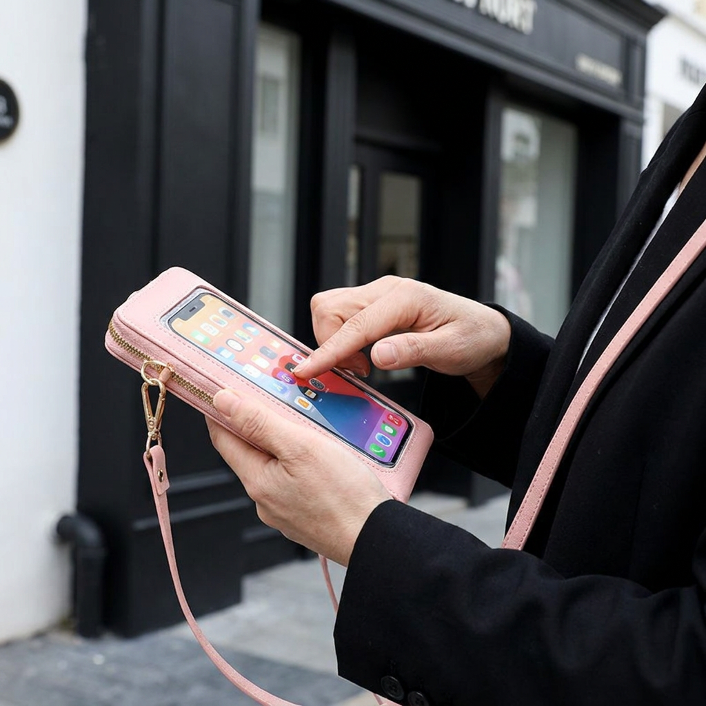 Touchscreen Crossbody Phone Bag – Compact Wallet for Phone, Keys & Essentials