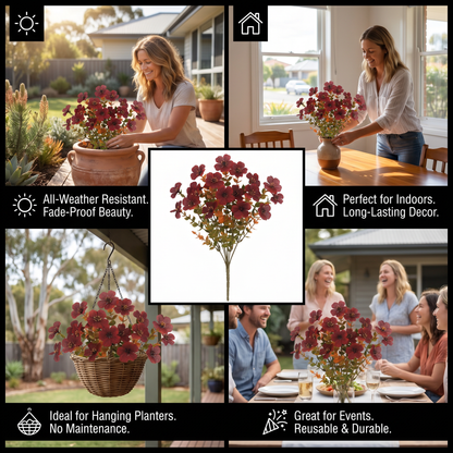 EverBloom No-Fade Artificial Wildflower Bouquet for Outdoor Planters