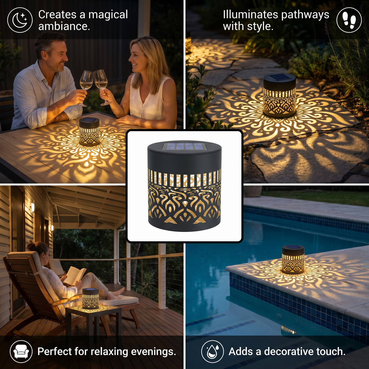 Colorful Solar Mandala Garden Light – Waterproof Outdoor LED Wall Projection Lantern