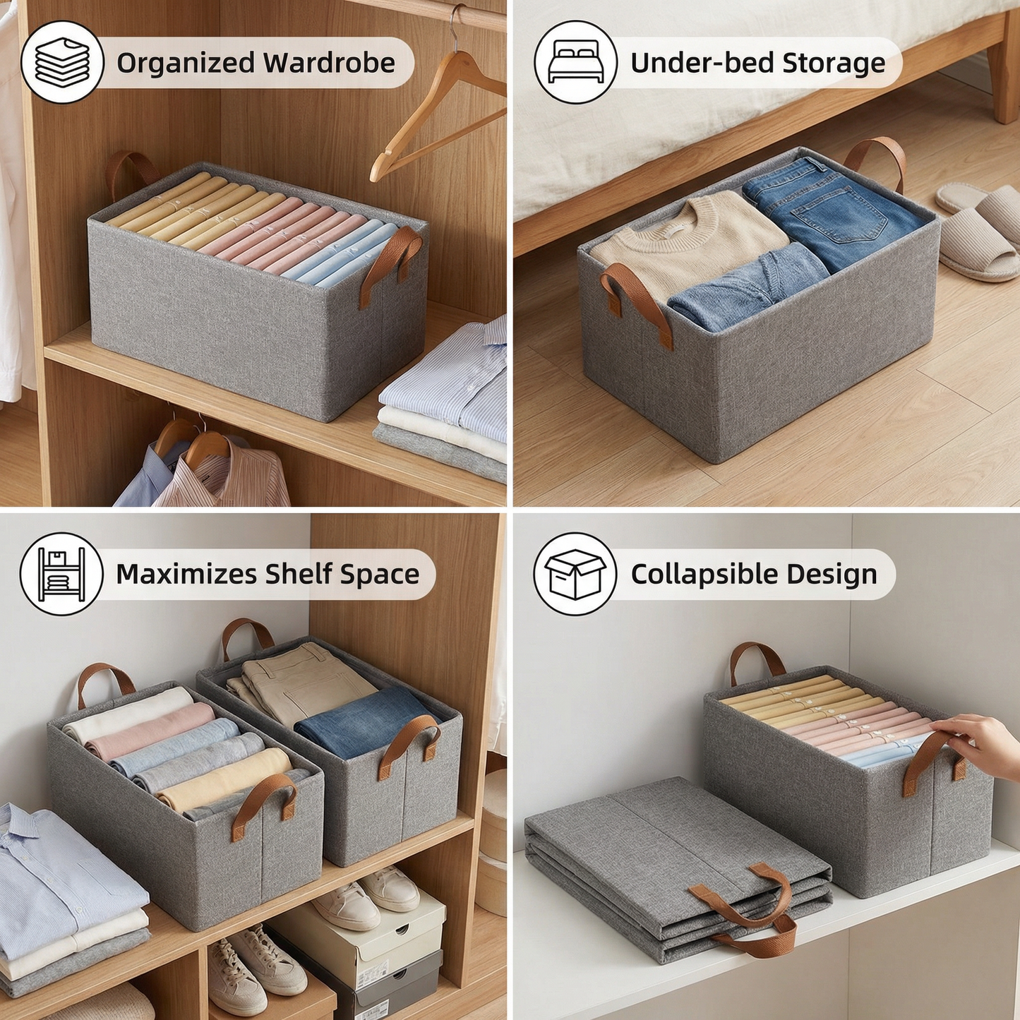 Foldable Clothes Organiser Box with Handles