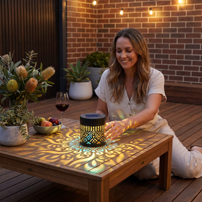 Colorful Solar Mandala Garden Light – Waterproof Outdoor LED Wall Projection Lantern