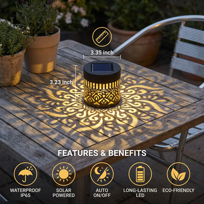 Colorful Solar Mandala Garden Light – Waterproof Outdoor LED Wall Projection Lantern