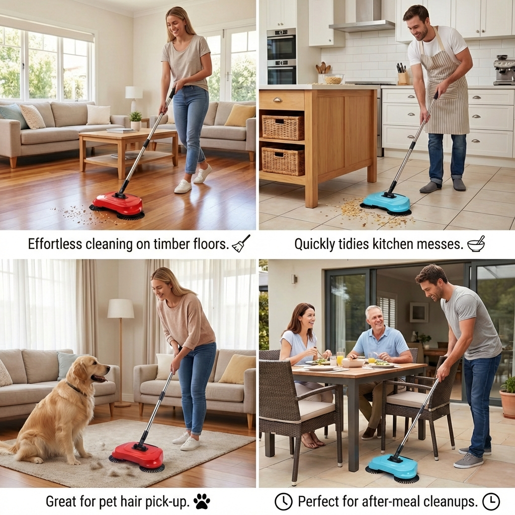 2-In-1 Hoover Broom Without Electricity