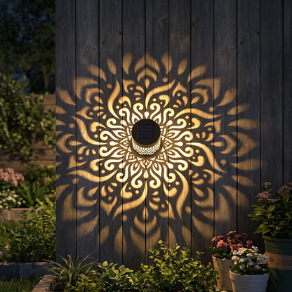 Colorful Solar Mandala Garden Light – Waterproof Outdoor LED Wall Projection Lantern