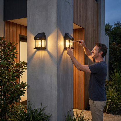 Solar LED Wall Light – Waterproof Outdoor Lamp with Light Sensor for Garden, Yard and Fence (2 pieces)
