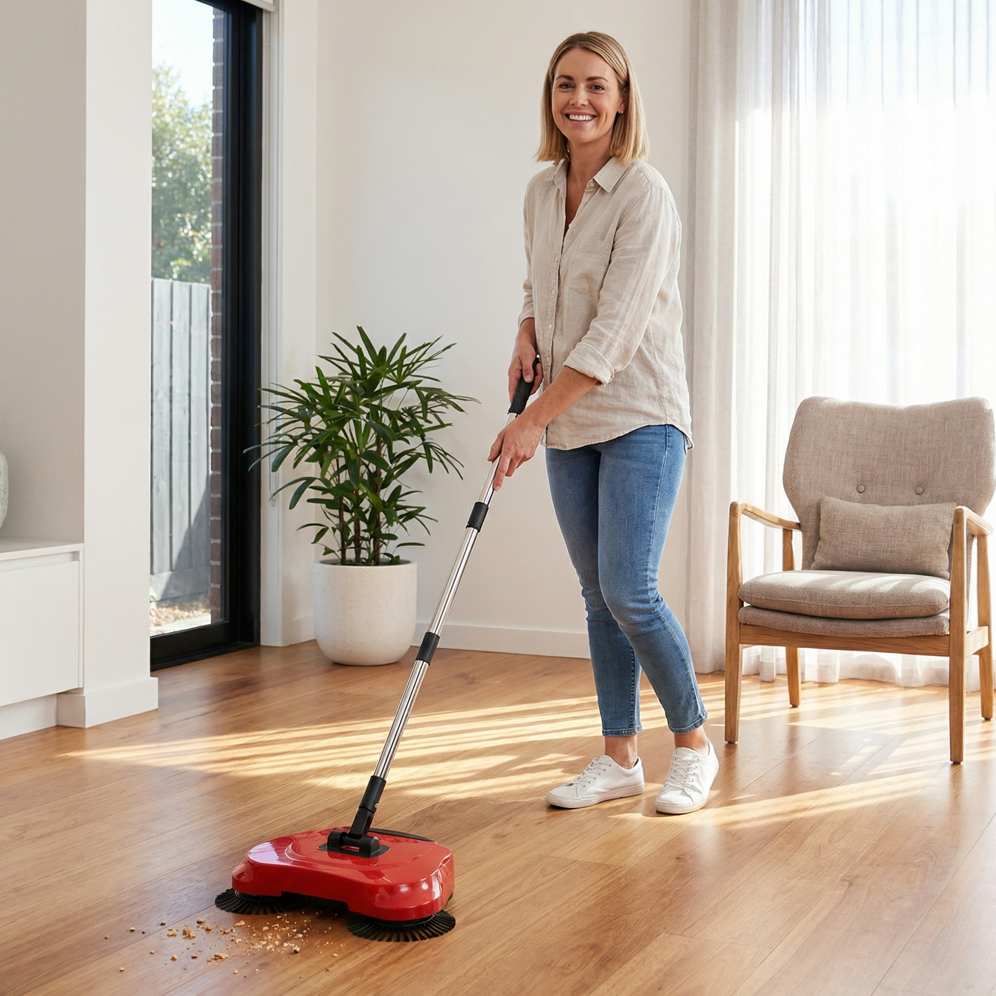 2-In-1 Hoover Broom Without Electricity