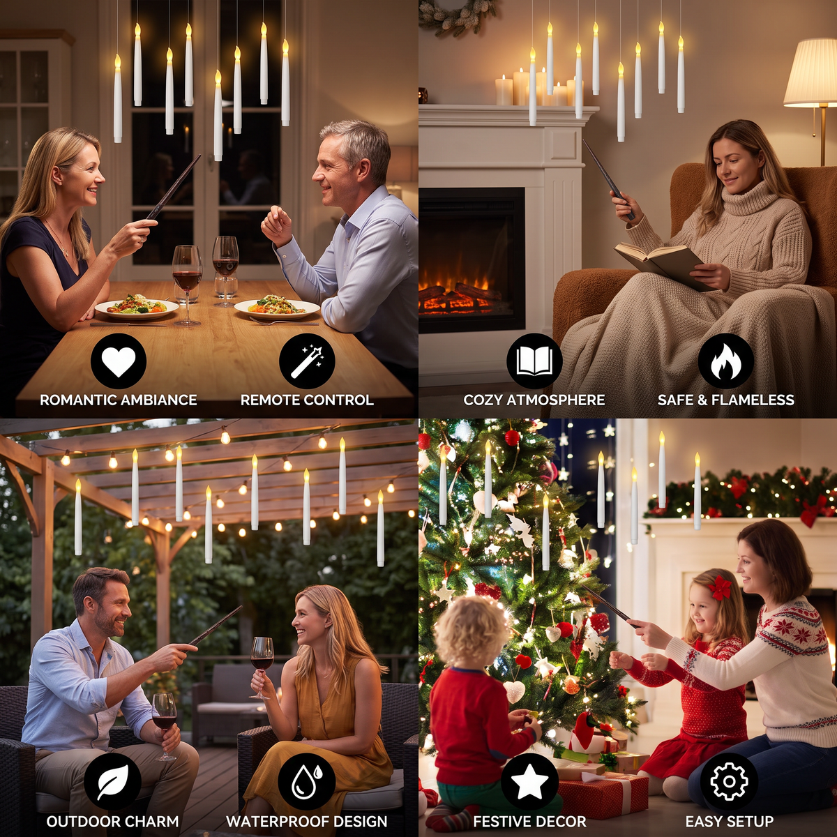 Magic Wand-Controlled Floating LED Candles