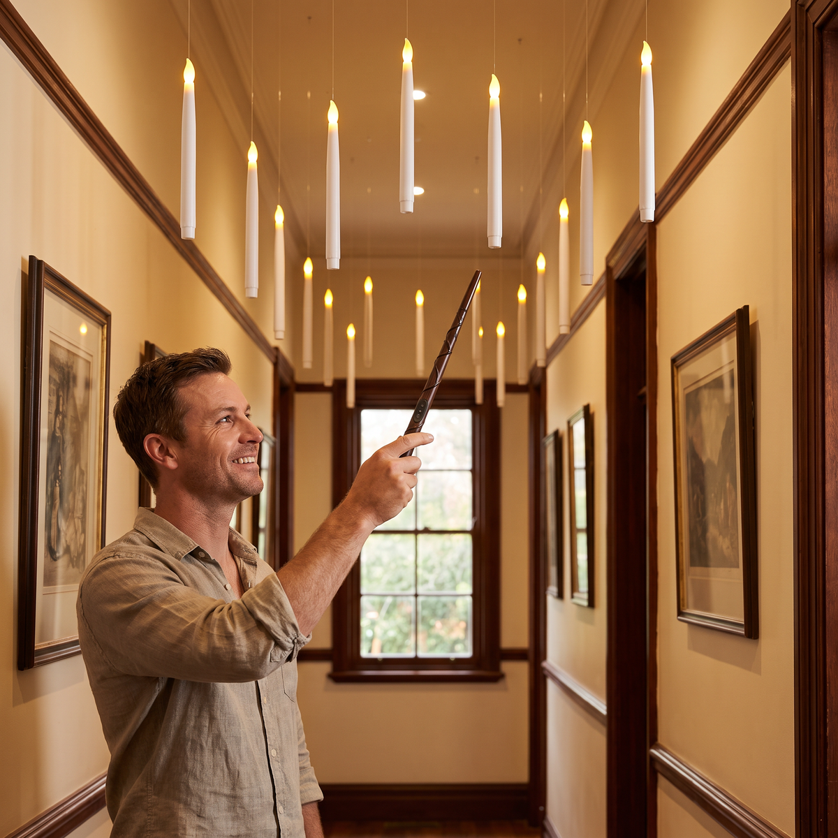 Magic Wand-Controlled Floating LED Candles