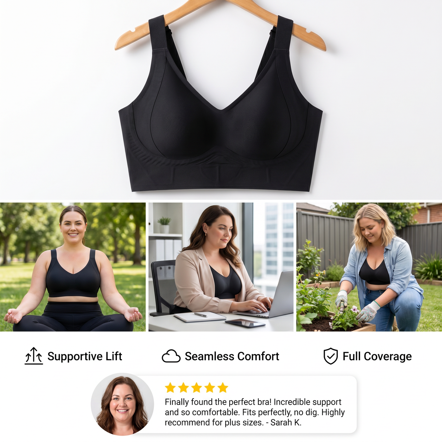 Seamless Full-Coverage Bra – Supportive Lift for Plus Sizes