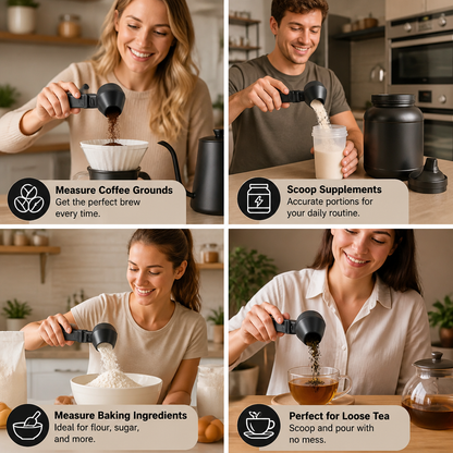 Multi Purpose Measuring Scoop with Sliding Lid for Easy Pouring