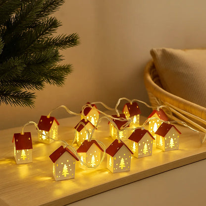 LED Christmas Houses Made Of Wood With Festive Lighting