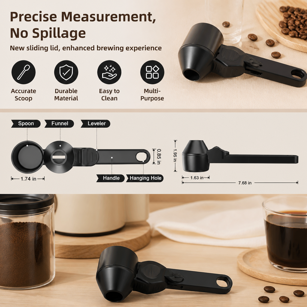 Multi Purpose Measuring Scoop with Sliding Lid for Easy Pouring