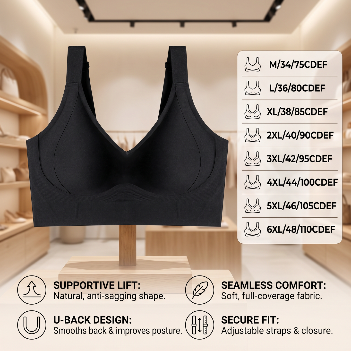 Seamless Full-Coverage Bra – Supportive Lift for Plus Sizes