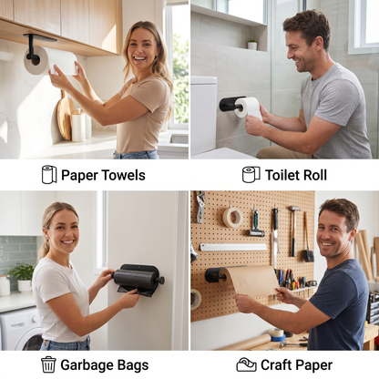 Modern Stainless Steel Roll Holder – Drill-Free Mount for Versatile Use