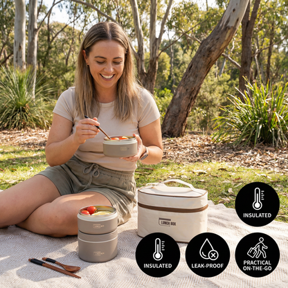 3-Piece Lunch Box Set – Insulated, Leak-Proof & Practical for On-the-Go