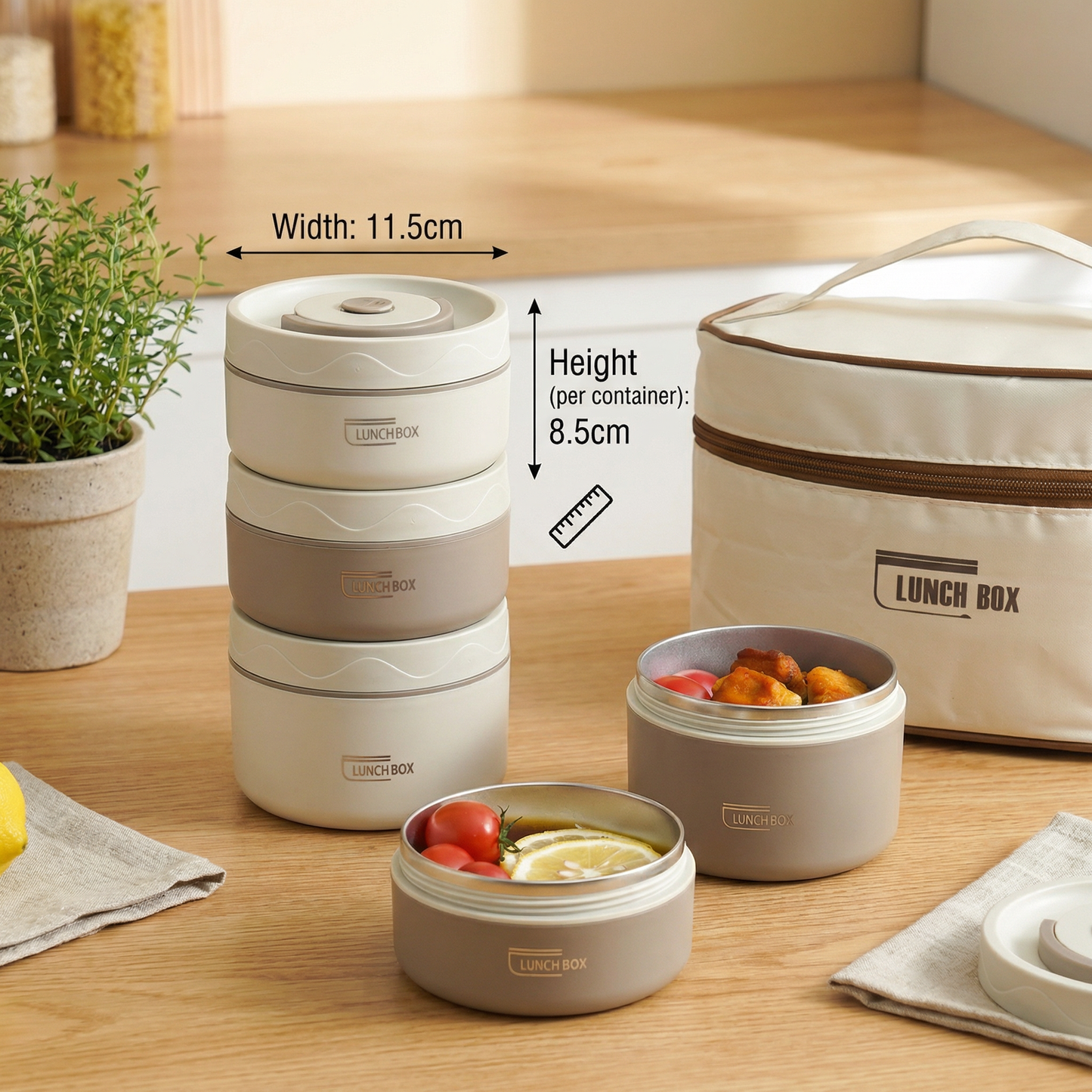 3-Piece Lunch Box Set – Insulated, Leak-Proof & Practical for On-the-Go