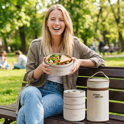3-Piece Lunch Box Set – Insulated, Leak-Proof & Practical for On-the-Go