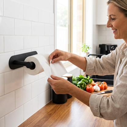Modern Stainless Steel Roll Holder – Drill-Free Mount for Versatile Use