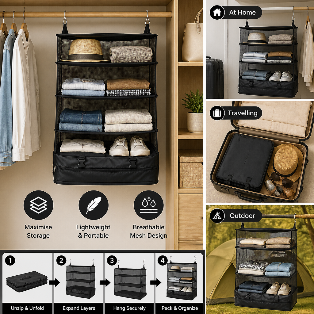 Portable Hanging Travel Organizer Suitcase Bag
