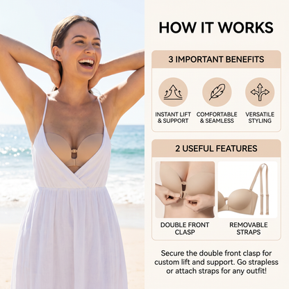 Push-Up Bra with Front Closure – Seamless, Supportive & with Removable Straps