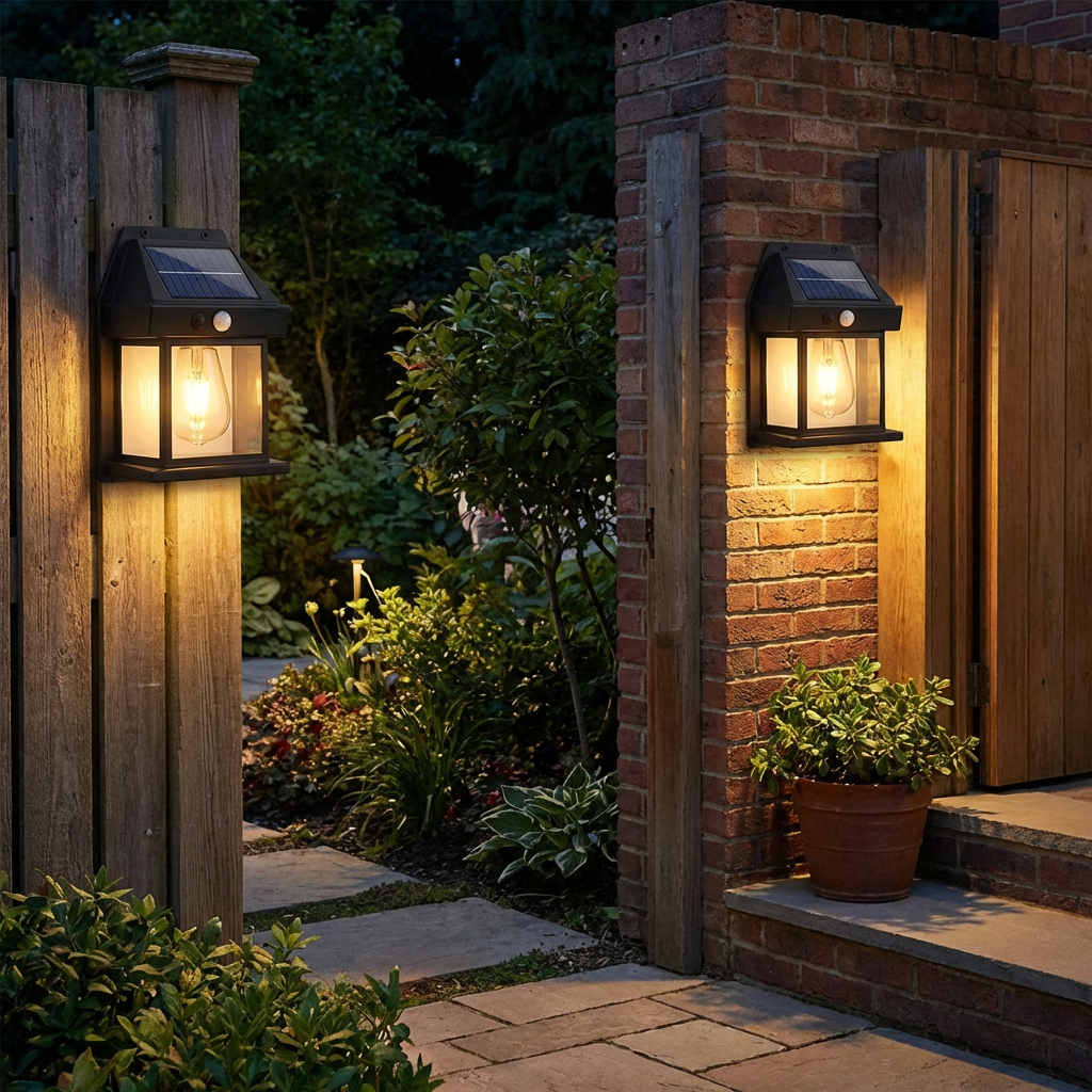 Solar LED Wall Light – Waterproof Outdoor Lamp with Light Sensor for Garden, Yard and Fence (2 pieces)