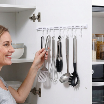 Self-Adhesive Hook Rail for Kitchen and Bathroom – Strong hold and no drilling required (2 pieces)