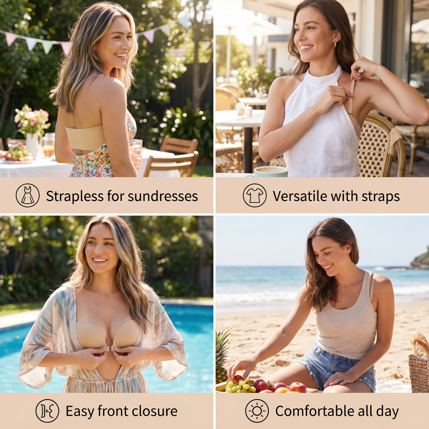 Push-Up Bra with Front Closure – Seamless, Supportive & with Removable Straps