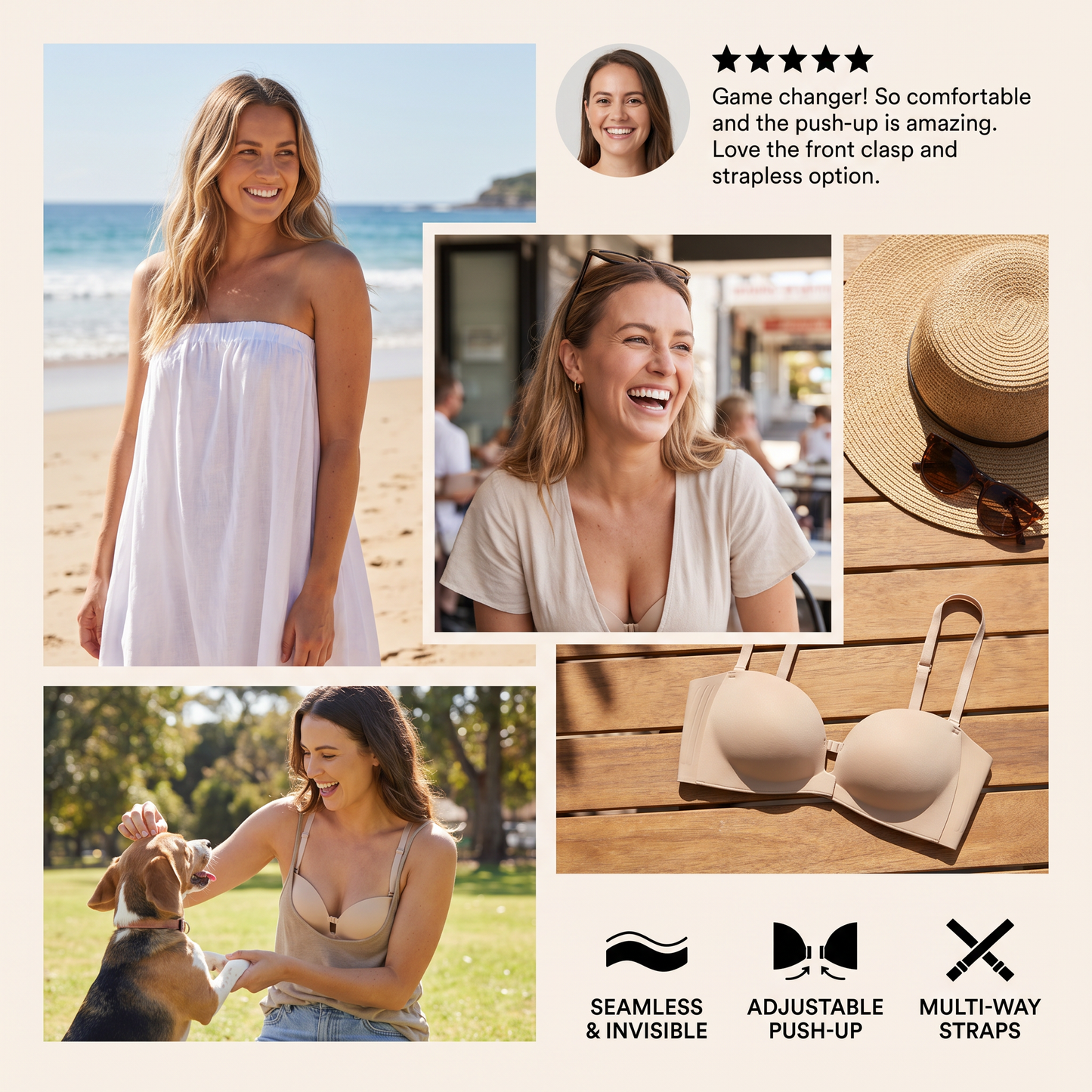 Push-Up Bra with Front Closure – Seamless, Supportive & with Removable Straps