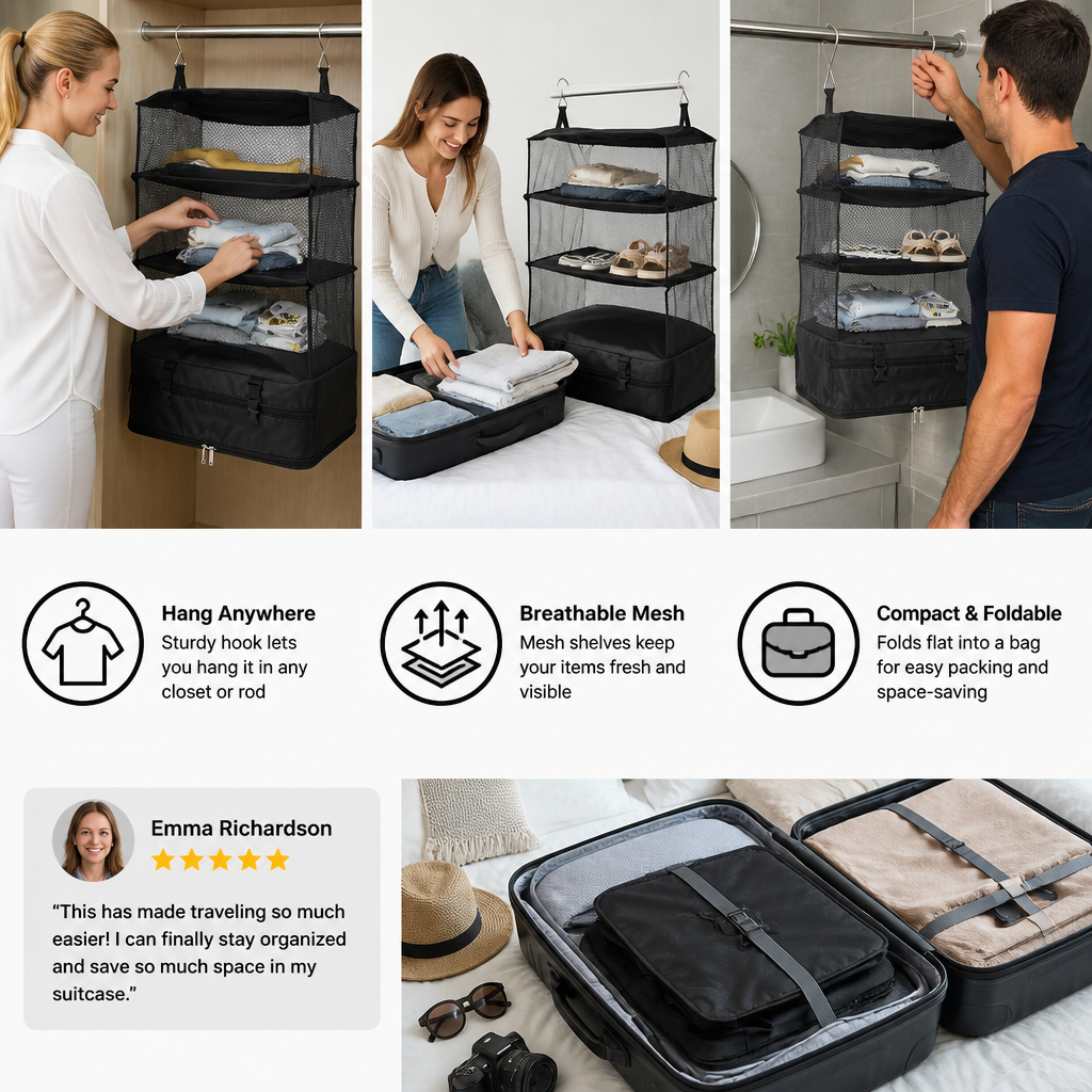 Portable Hanging Travel Organizer Suitcase Bag