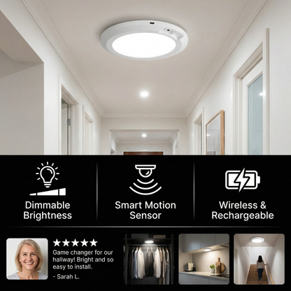 Dimmable Rechargeable Ceiling Light with Motion Sensor – Magnetic & Wireless