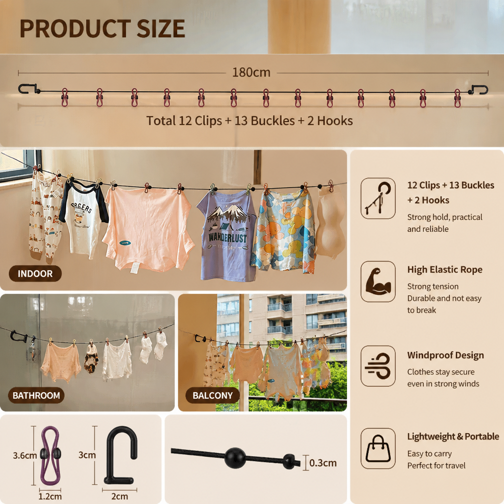Portable Elastic Travel Clothes Rack