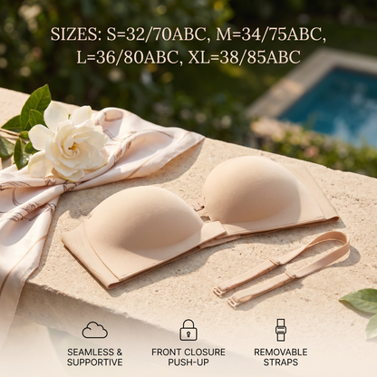 Push-Up Bra with Front Closure – Seamless, Supportive & with Removable Straps