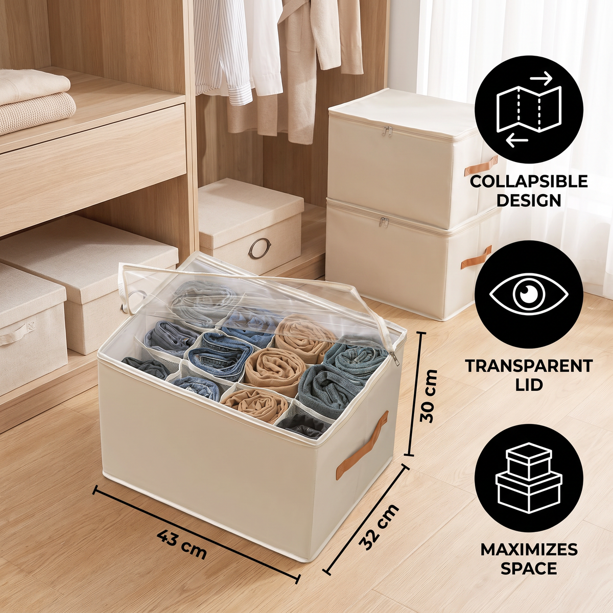 Collapsible Shoe Organizer with Easy-Access Design for Wardrobe Storage