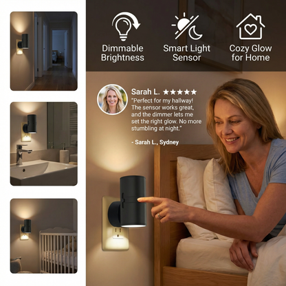 LED Plug-in Night Light – Dimmable with Light Sensor for a Cozy Home