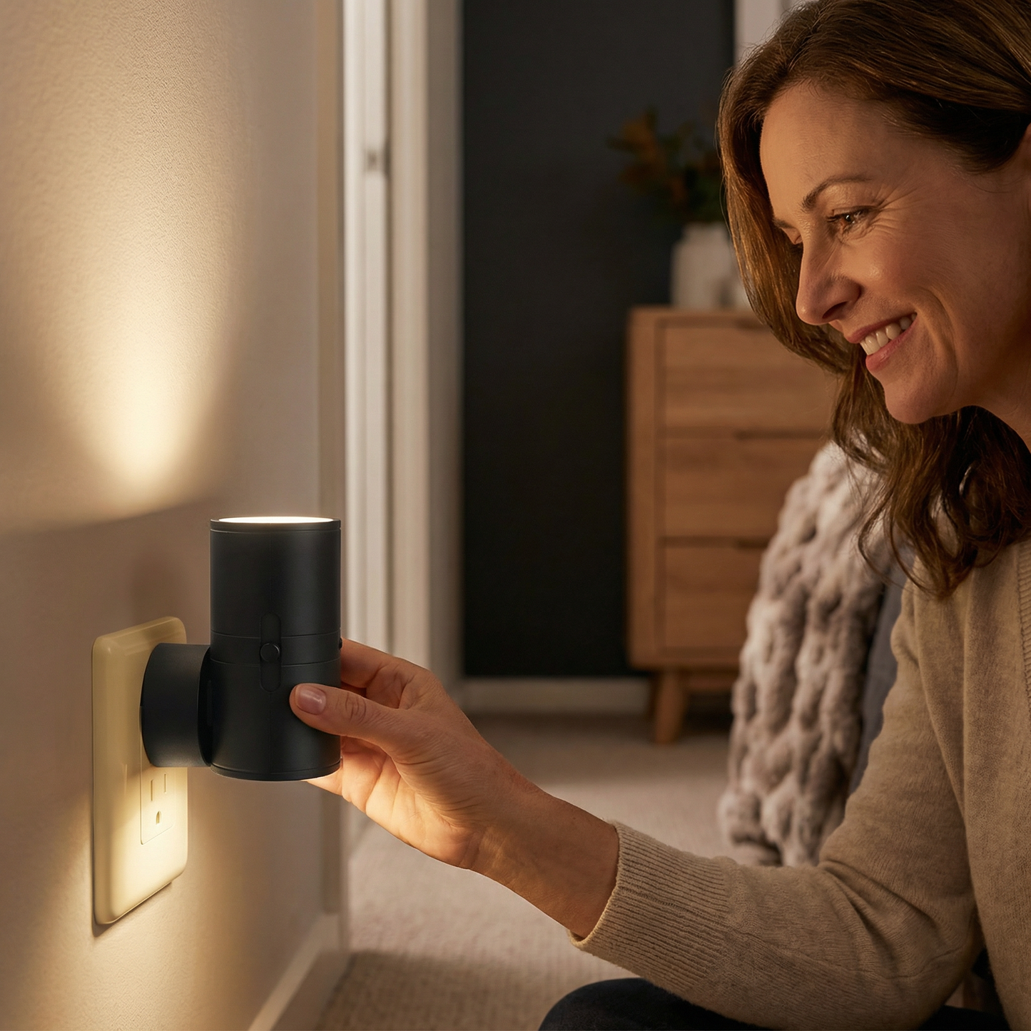 LED Plug-in Night Light – Dimmable with Light Sensor for a Cozy Home
