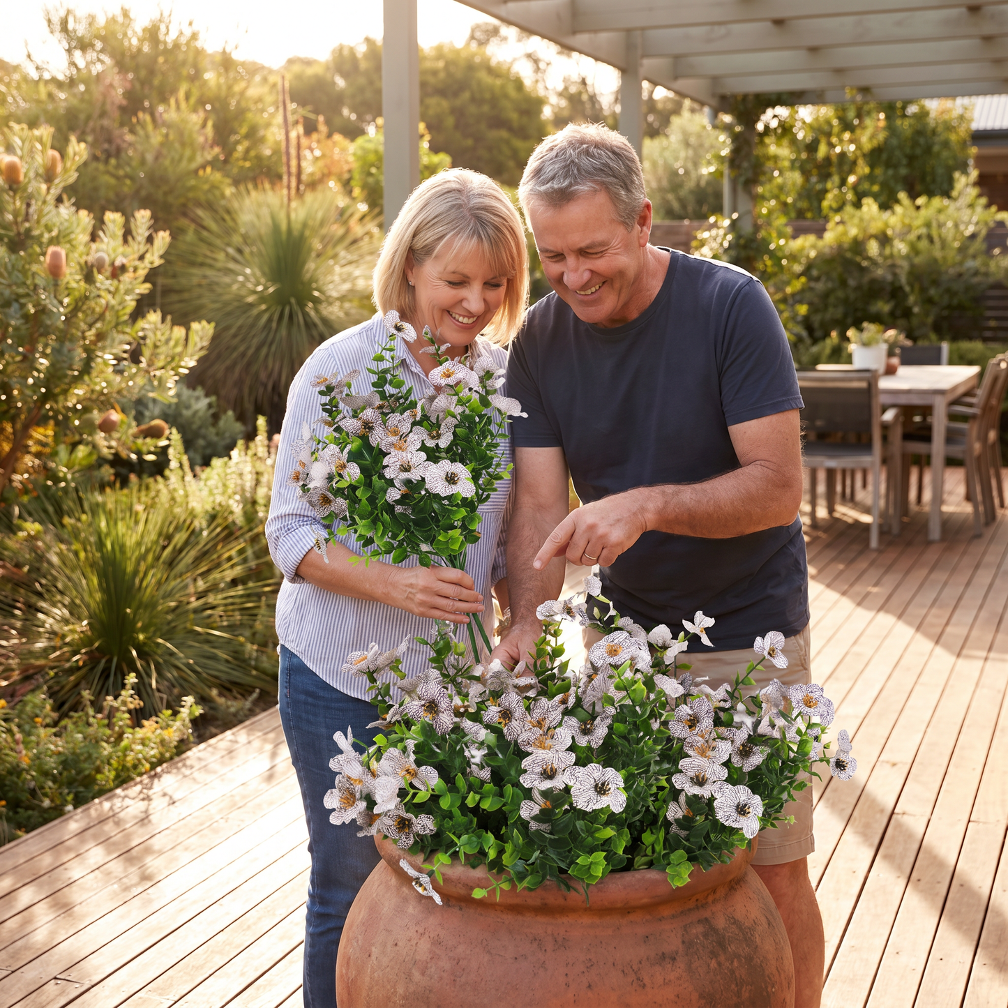 EverBloom No-Fade Artificial Wildflower Bouquet for Outdoor Planters