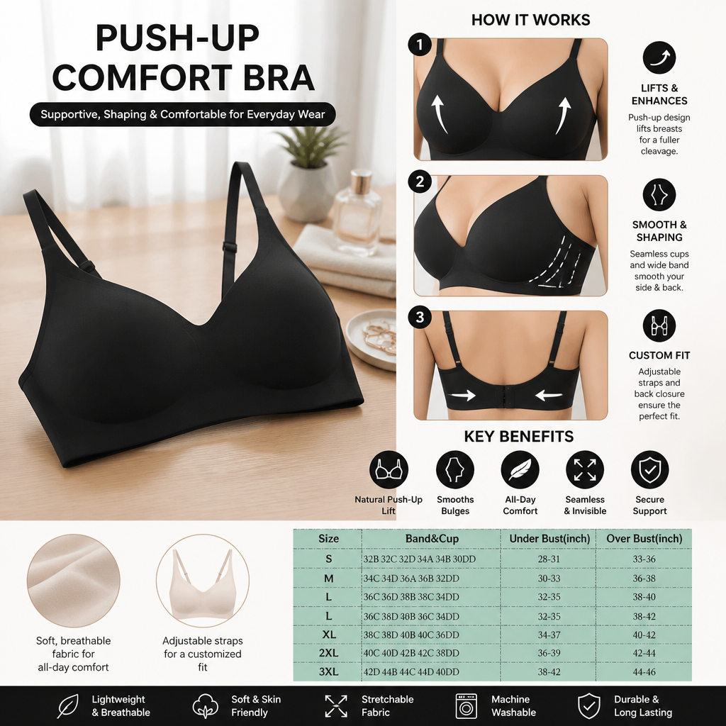 Push-Up Comfort Bra – Supportive, Shaping & Comfortable for Everyday Wear