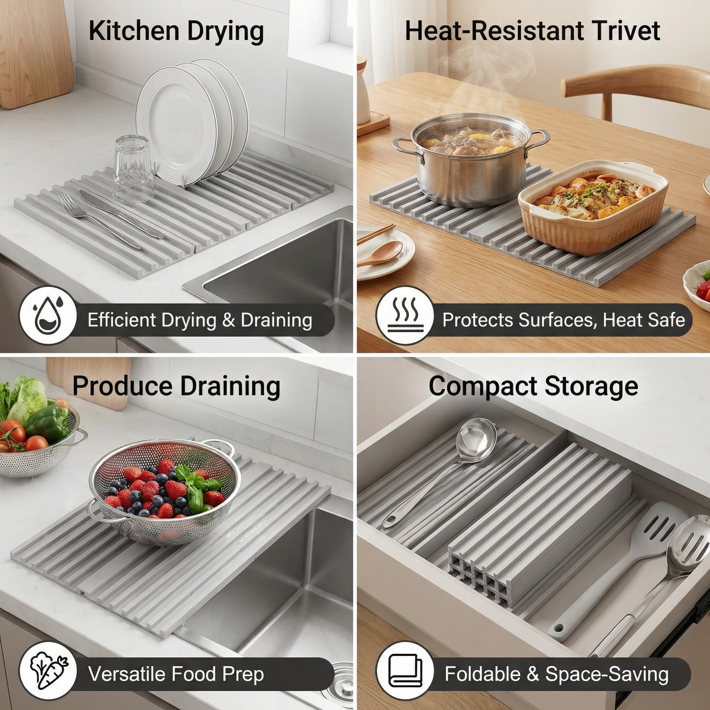 Foldable Silicone Drip Mat – Heat-Resistant Design