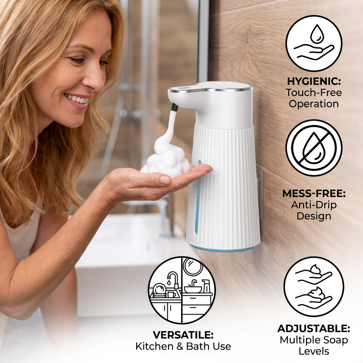 Touchless Automatic Sensor Soap Dispenser with Adjustable Dispensing Levels
