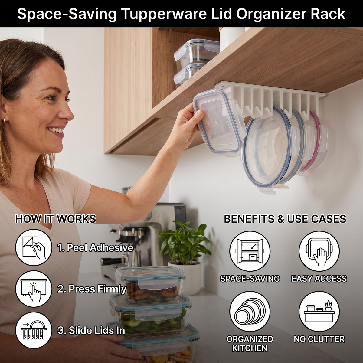 Space-Saving Tupperware Lid Organizer Rack