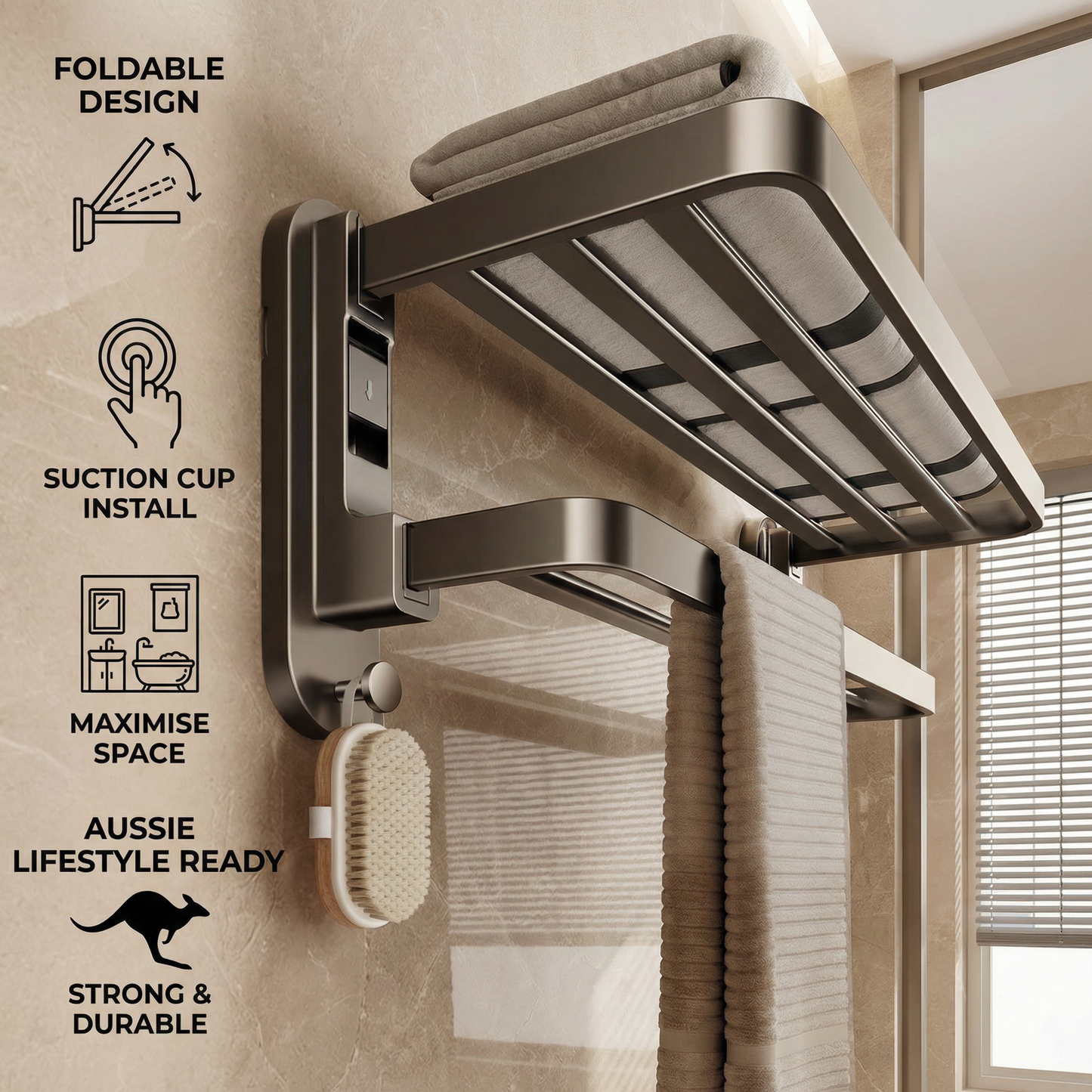 Foldable Suction Cup Towel Holder