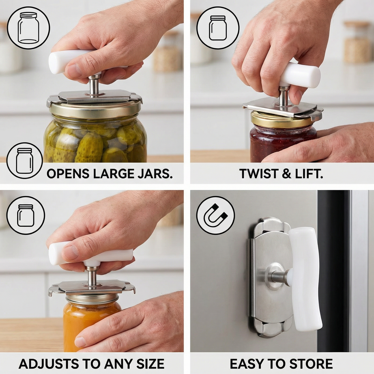 Multi-Function Stainless Steel Can & Bottle Opener – Adjustable & Rotatable