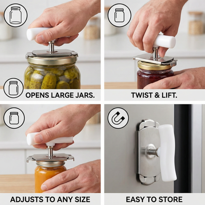 Multi-Function Stainless Steel Can & Bottle Opener – Adjustable & Rotatable