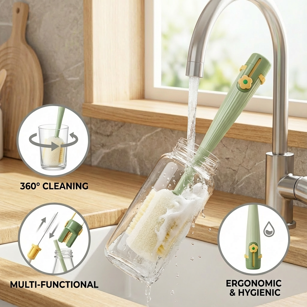 Practical 5-in-1 Bottle Cleaner