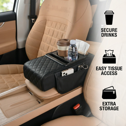 Multifunctional Car Armrest with Cup Holder & Storage
