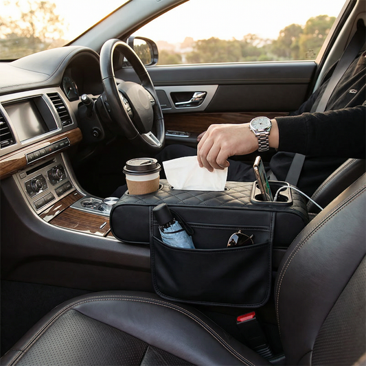 Multifunctional Car Armrest with Cup Holder & Storage