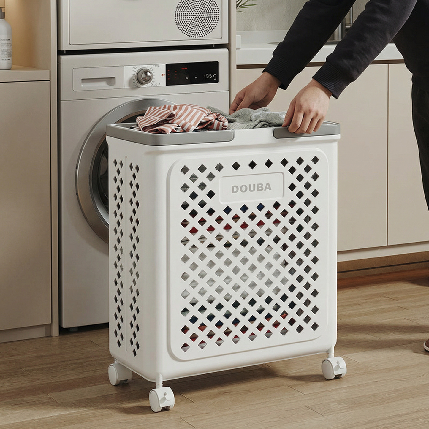 Foldable Laundry Basket with Wheels