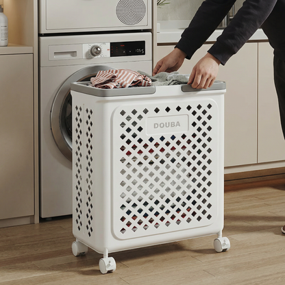 Foldable Laundry Basket with Wheels