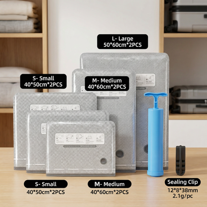 Travel vacuum storage bag set with rechargeable air pump